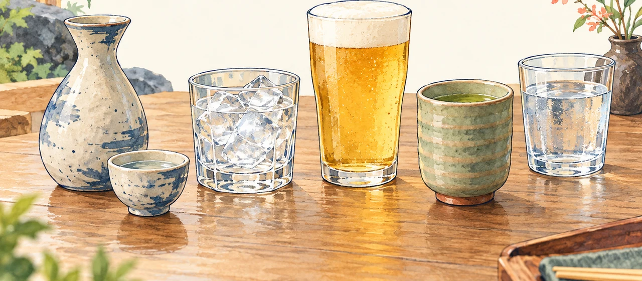 日本のお酒・飲み物ガイドのイラスト