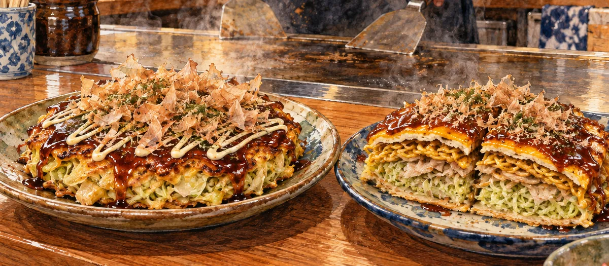Enjoy okonomiyaki — an illustrative dining scene