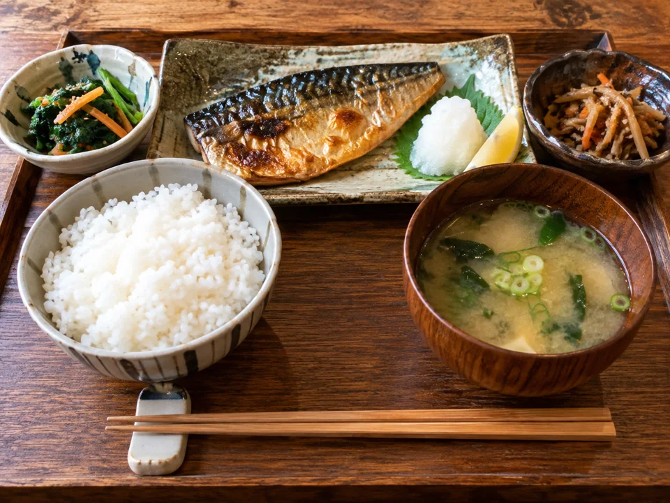 ご飯と汁物が付く日本の定食