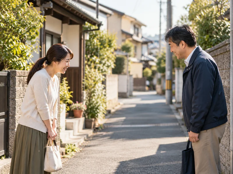朝のあいさつを交わす
