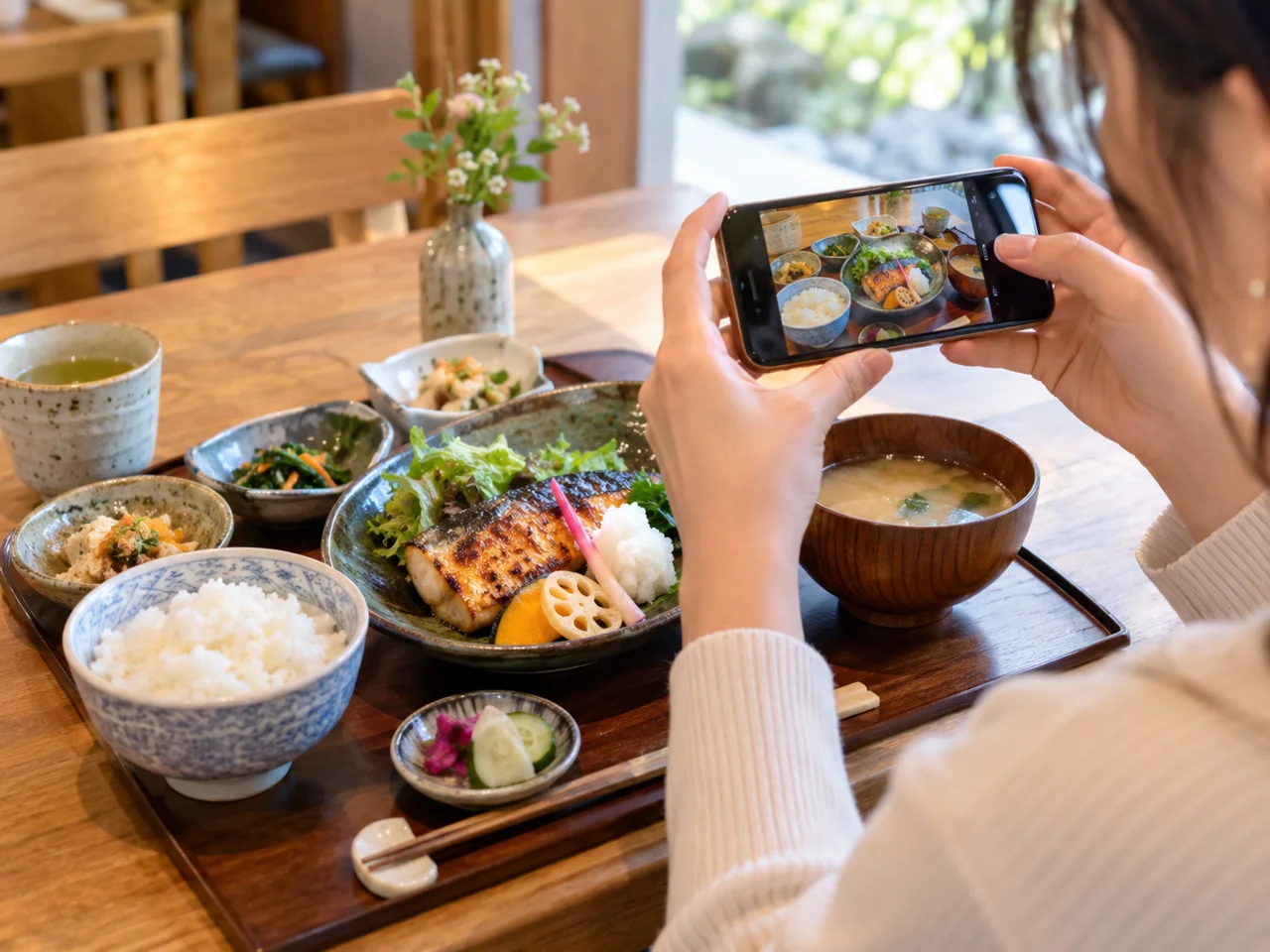 料理を手短に撮影