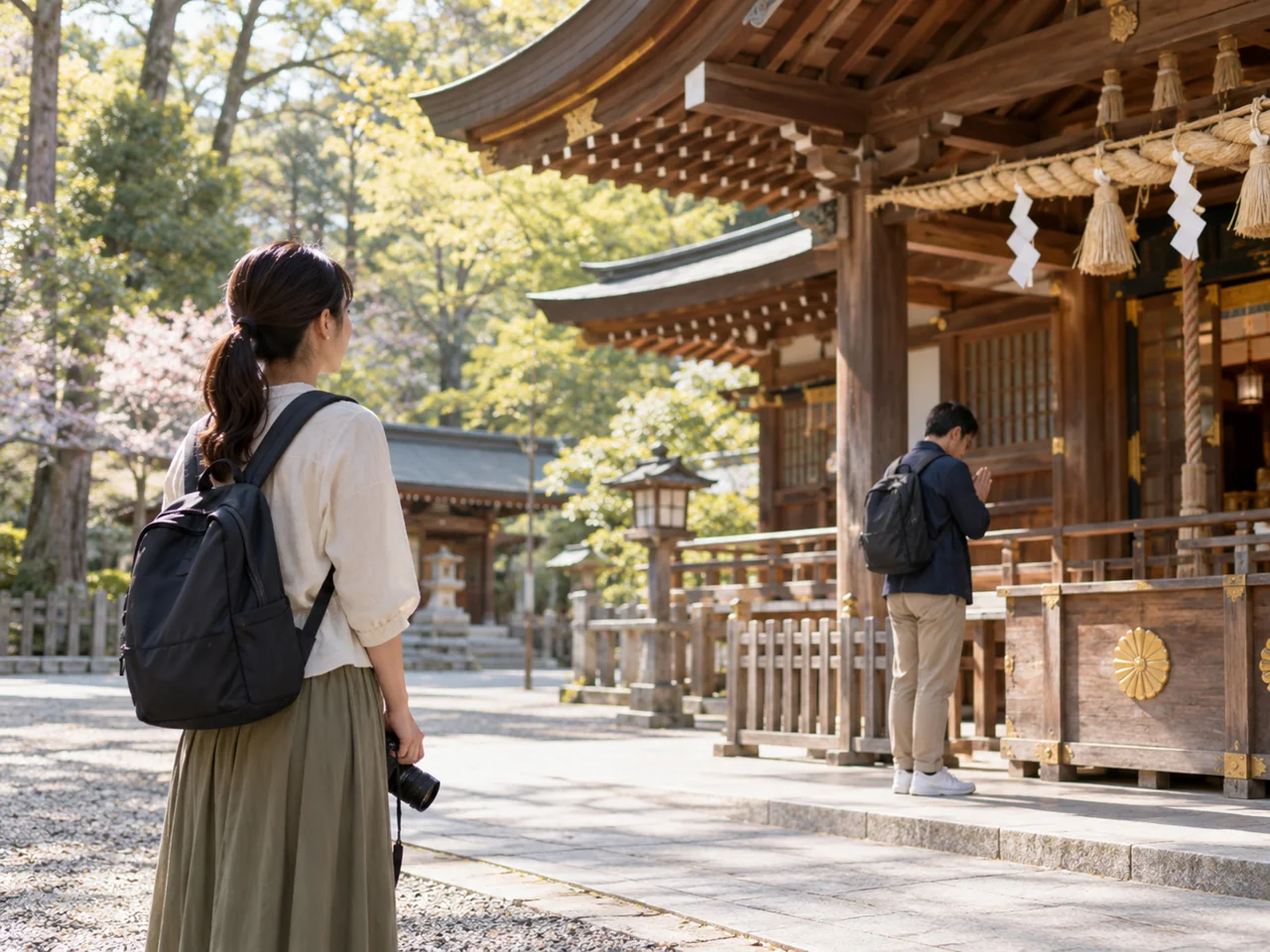 神社で参拝する人に配慮