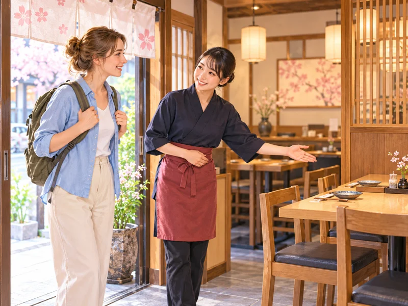 席へ案内する店員