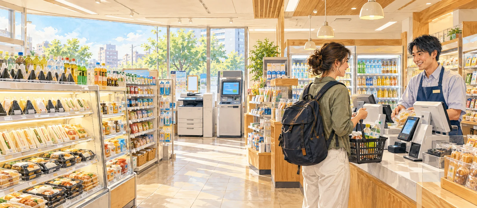 Everyday conveniences in Japan — an illustrative scene